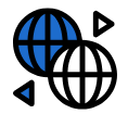 Icon showing global communication between two worlds.