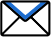 A stylized blue and white envelope icon.