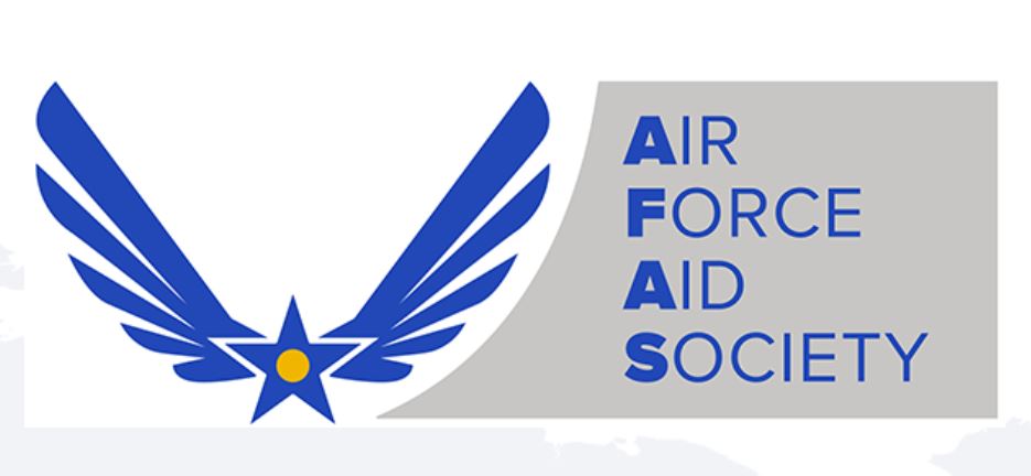 Logo of the Air Force Aid Society featuring a blue wing and star.