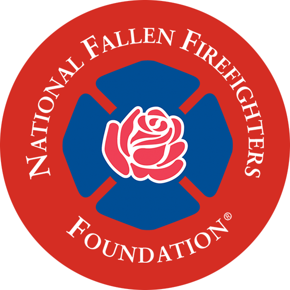 Logo of the National Fallen Firefighters Foundation with a red rose and blue firefighter emblem.
