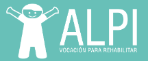 Logo of ALPI with a joyful figure and rehabilitation tagline.
